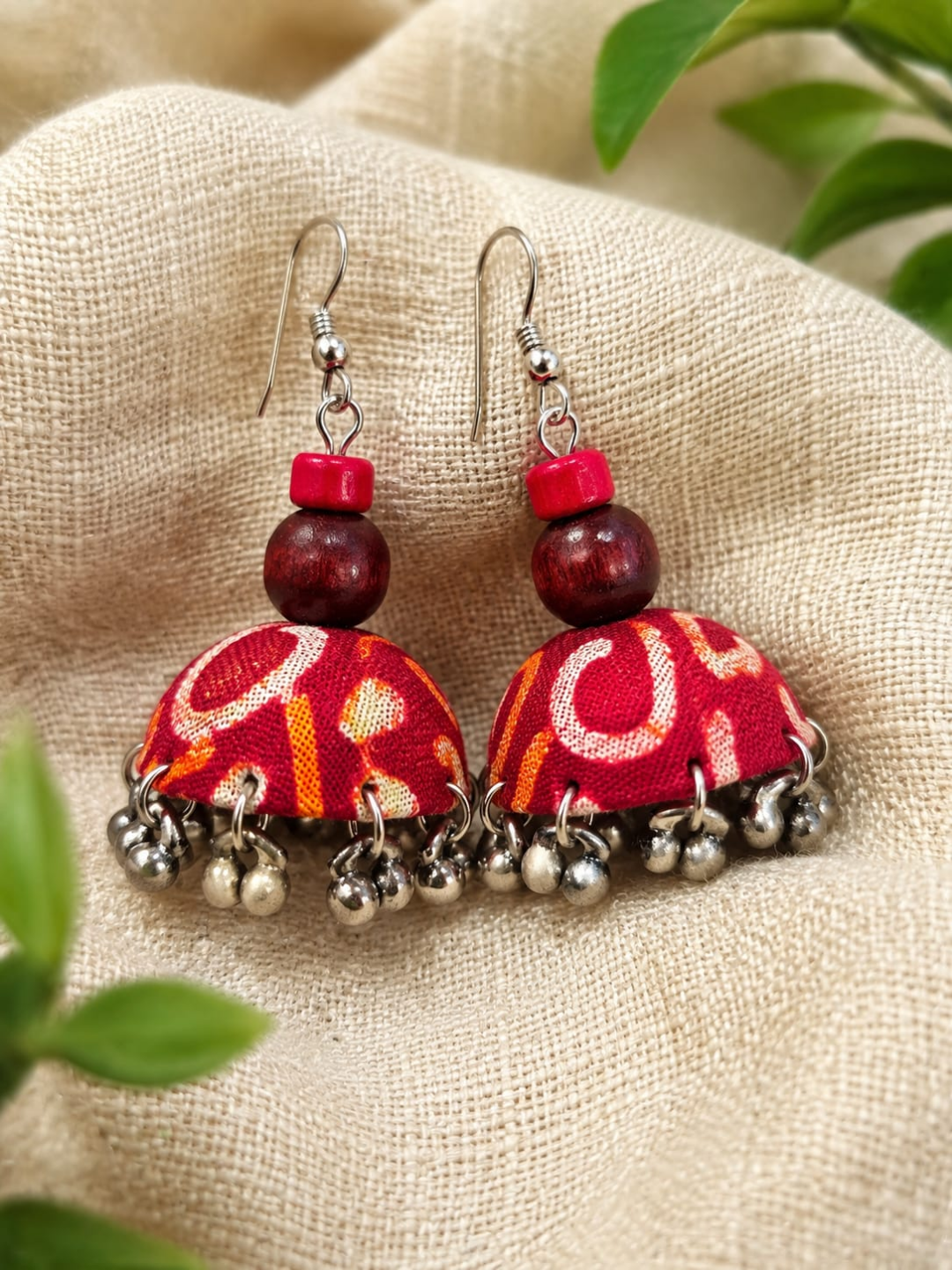 RED BATIK JHUMKI