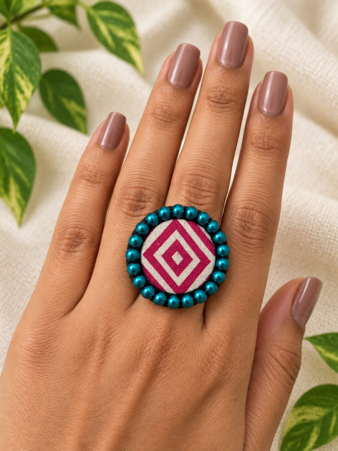 PINK AND BLUE STATEMENT RING