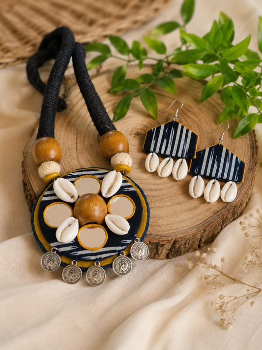 BLUE MIRROR BOHO NECKLACE SET