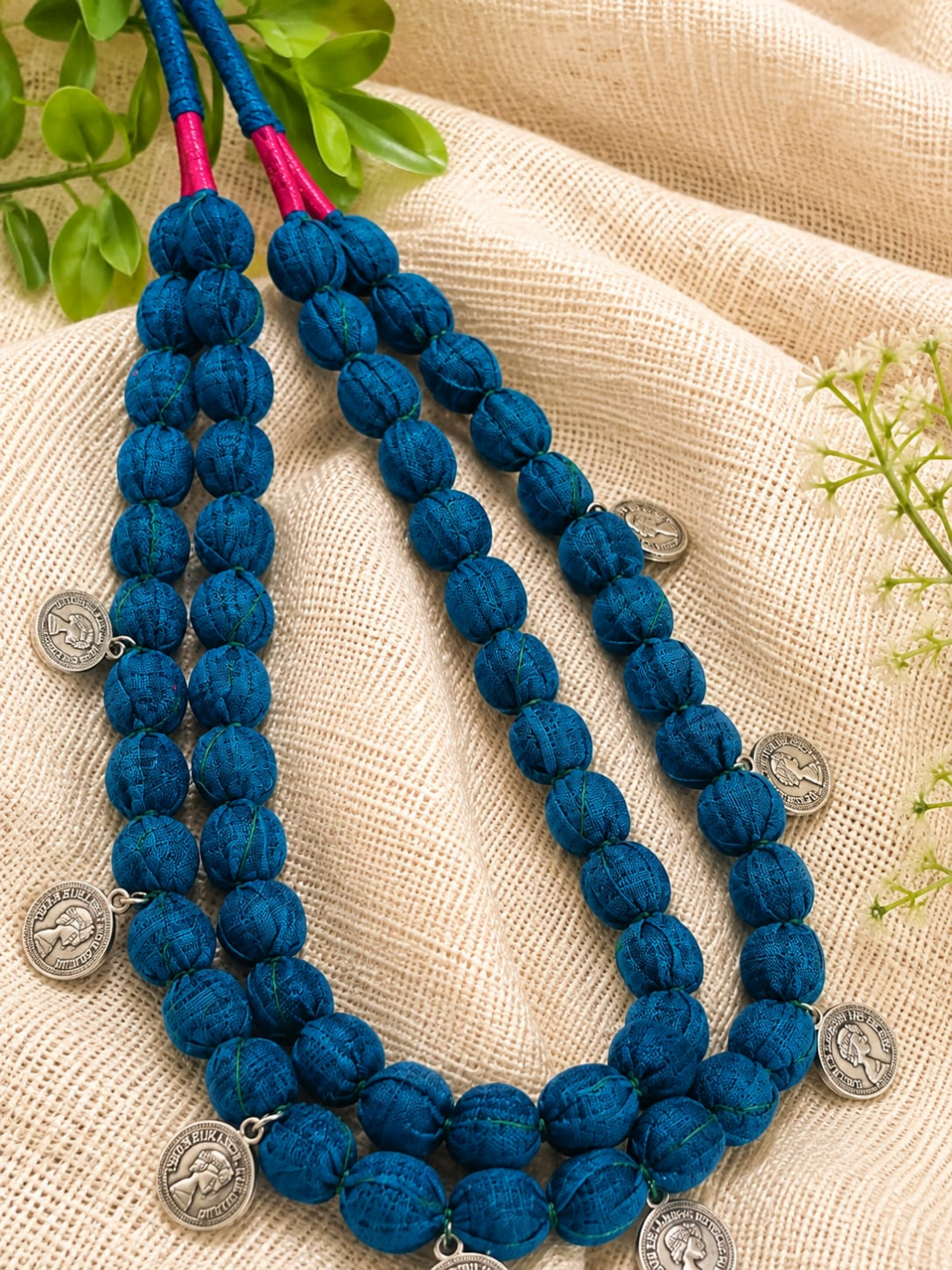 AFGHANI CHARM AQUA BLUE WOODEN MALA