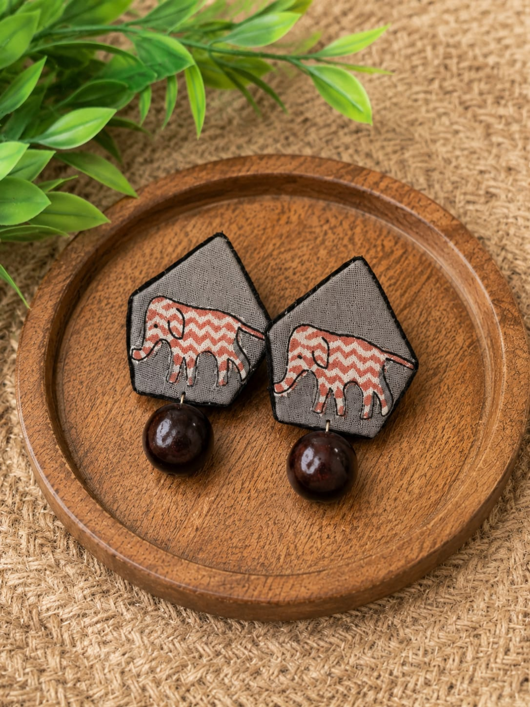 ELEPHANT PRINT GEOMETRIC EARRING
