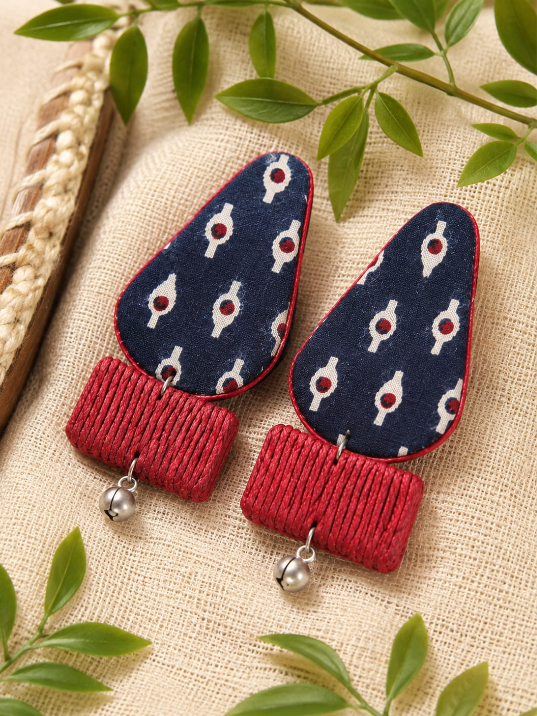 BLUE AND RED CONE EARRING