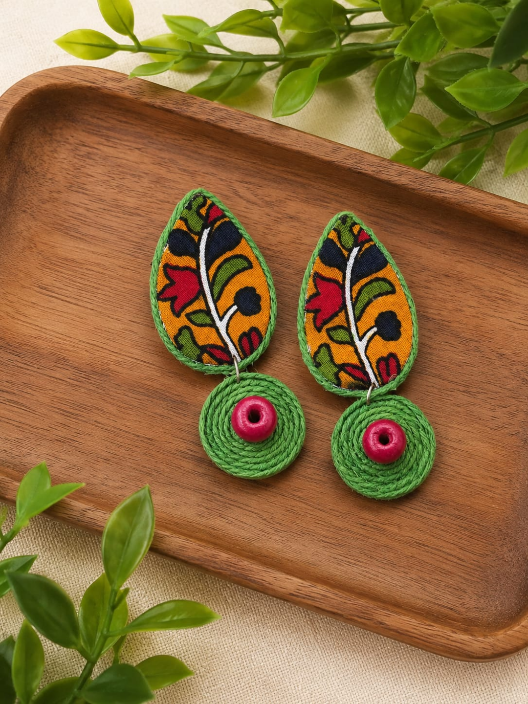 GREEN JUTE EARRING