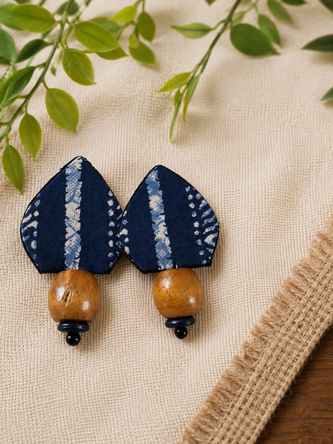 INDIGO FABRIC EARRING