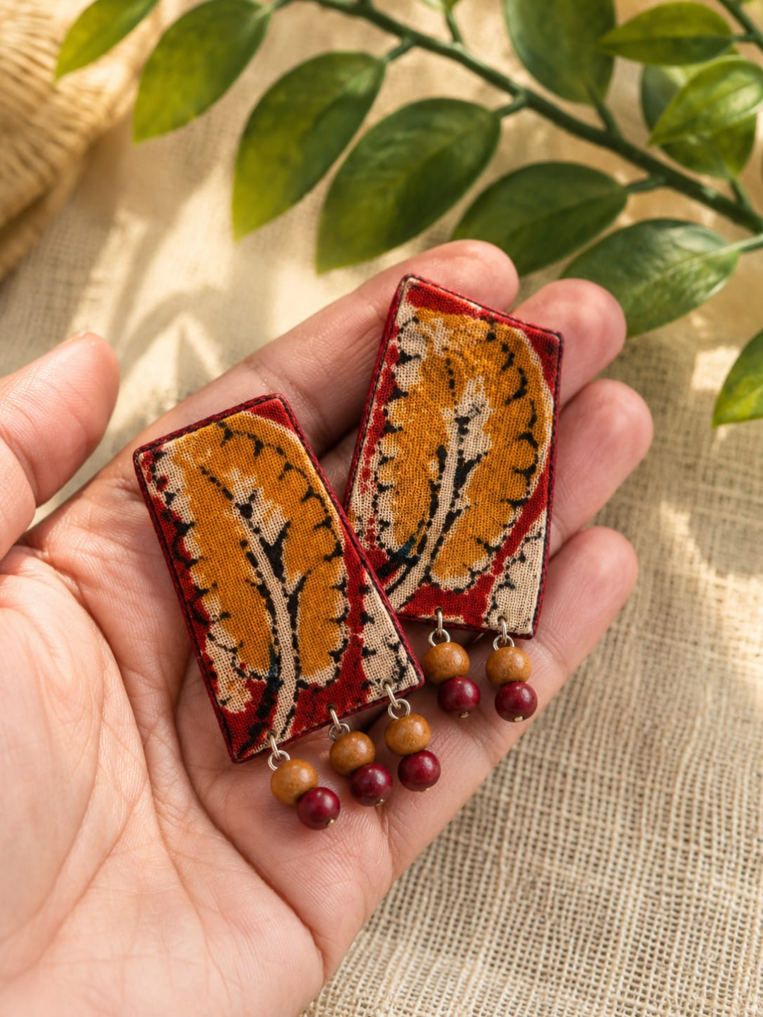 KALAMKARI FABRIC EARRING