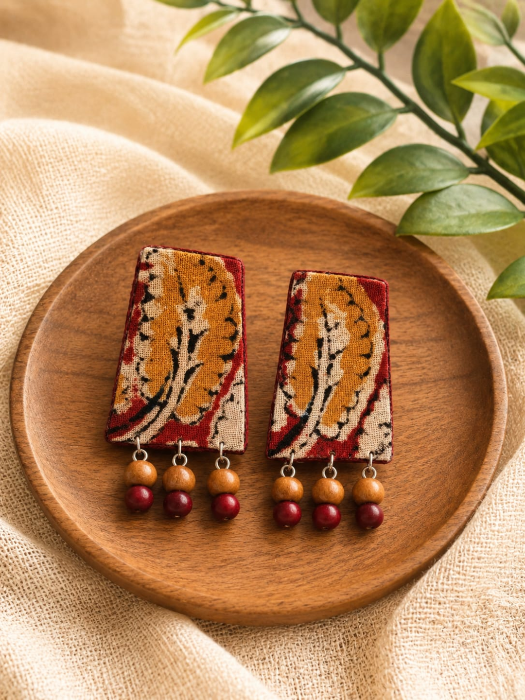KALAMKARI FABRIC EARRING