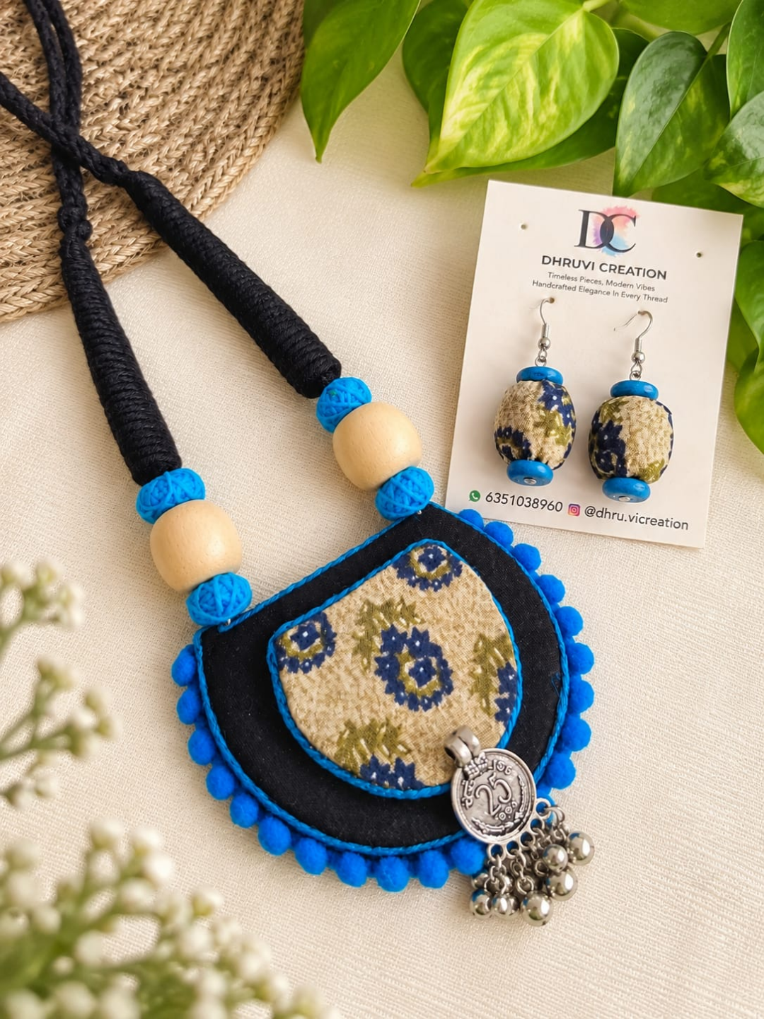BLACK AND BLUE CHANDRAKALA NECKLACE