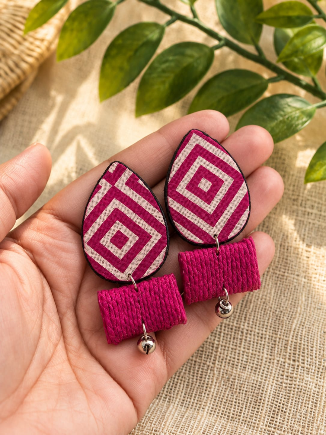 PINK JUTE DROP EARRING