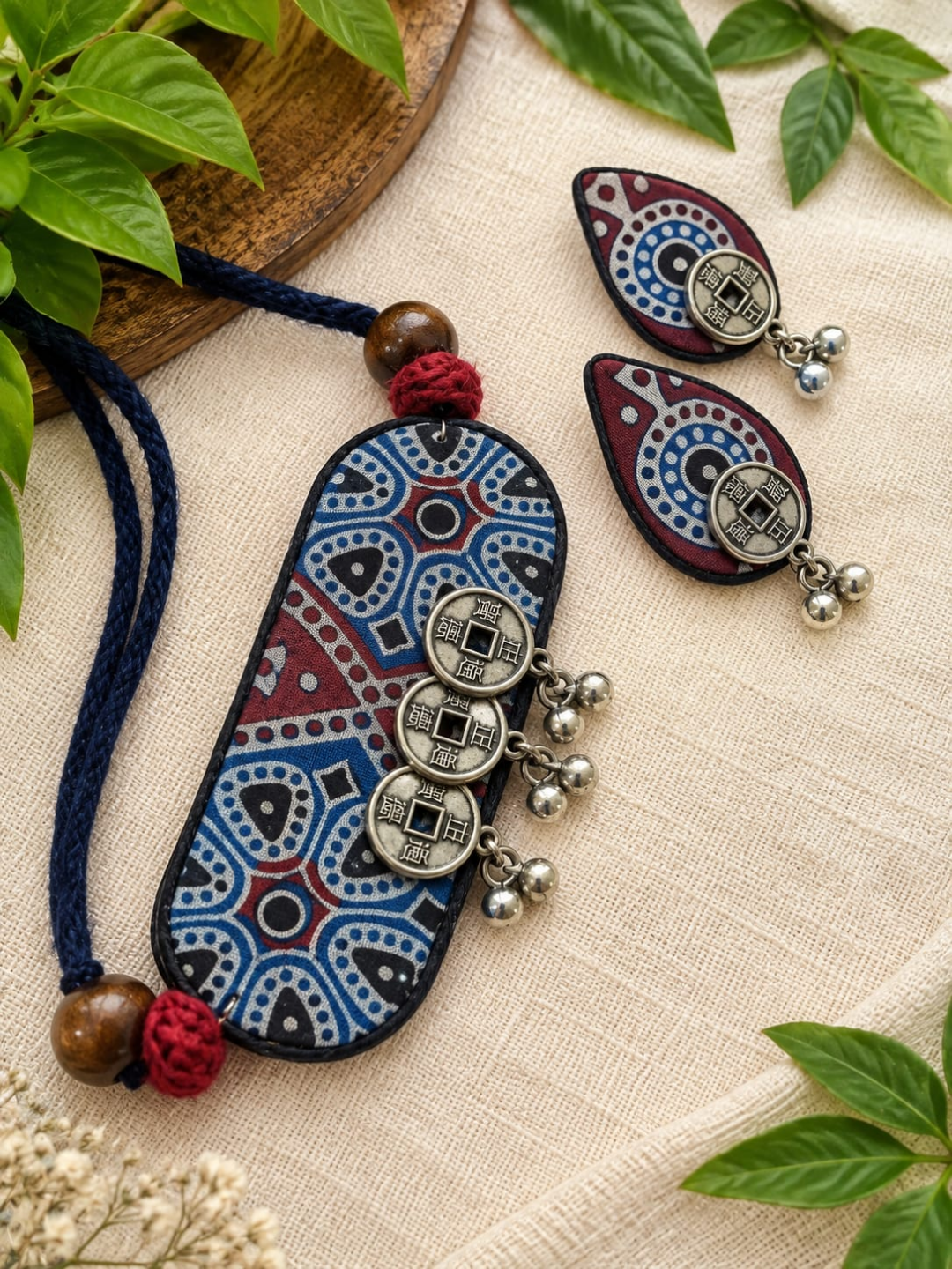 AJRAKH PRINT CHOKER NECKLACE SET