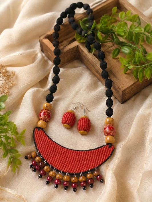 BRICK RED CHANDRAKALA NECKLAACE SET