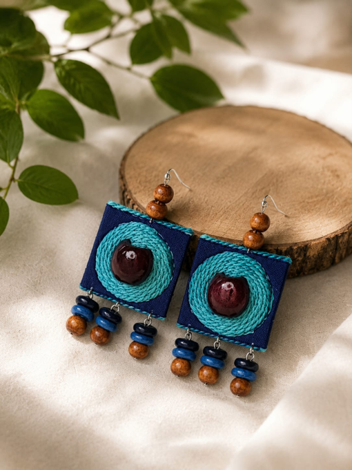 BLUE JUTE EARRING
